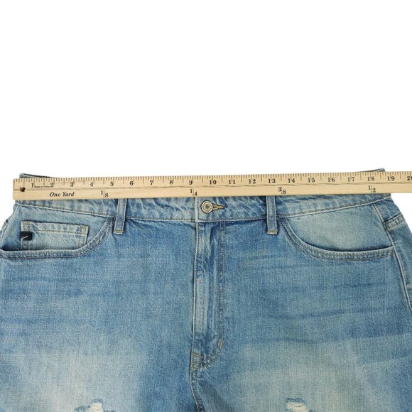 KanCan Isabelle Ultra High Rise Mom Shorts Womens XL Light Wash Distressed Denim - Picture 3 of 13